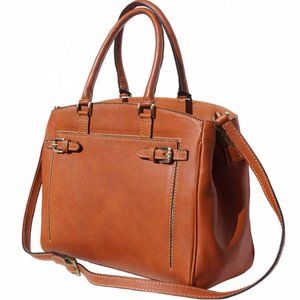 Shoulder tote bag in smooth leather